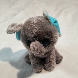 Ty Beanie Boo Gray Elephant with Teal Highlights